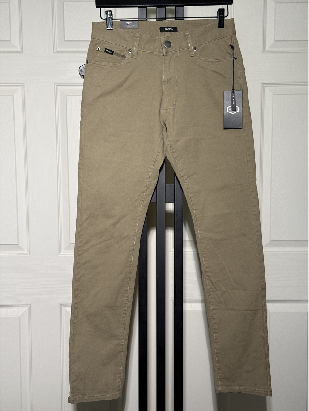 RVCA Chino Pants Size 28 Khaki Tan Stretch Slim Straight Leg Skate Casual